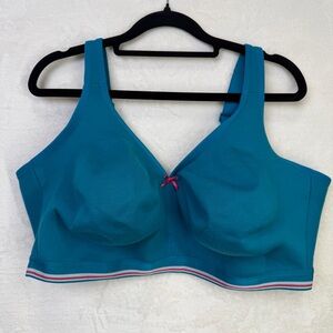 Cacique 46G Wireless Bra Teal Full Coverage Comfort Support Plus Size 46 G